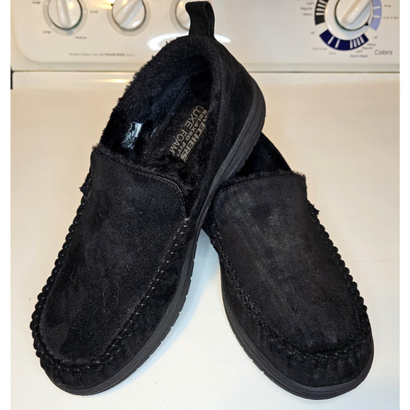 Skechers Men's Murette Ghetti Moccasin Black Slippers Size 11 (204638) - Picture 1 of 5